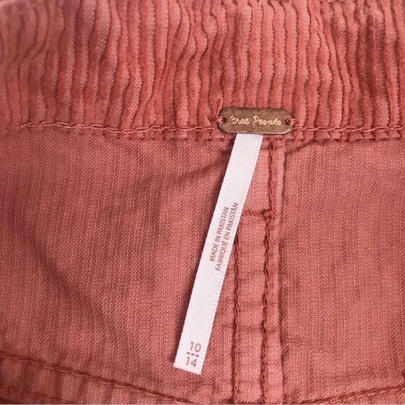 FREE PEOPLE Ray Button Front Corduroy Mini Skirt Rust Pink Fall Size 8 10 New - Picture 6 of 14